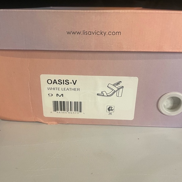 Lisa Vicky Womens Oasis V White Leather Block Heel Strappy Sandals - Picture 8 of 8